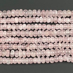Natural Rose Quartz, Smooth Rondelle Beads 10mm, 11mm, 12.5mm, AAA+ Quality, Pink Beads, Full Strand 18&quot; inch, Beaded Necklace