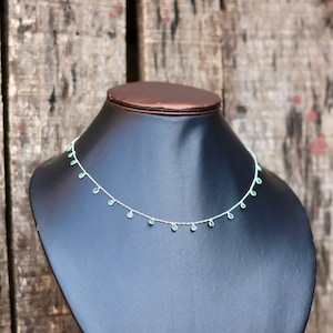 Emerald Necklace 925 Sterling Silver Dainty Emerald Necklace May Birthstone Crystal Necklace, Anniversary Gift   Gift for her