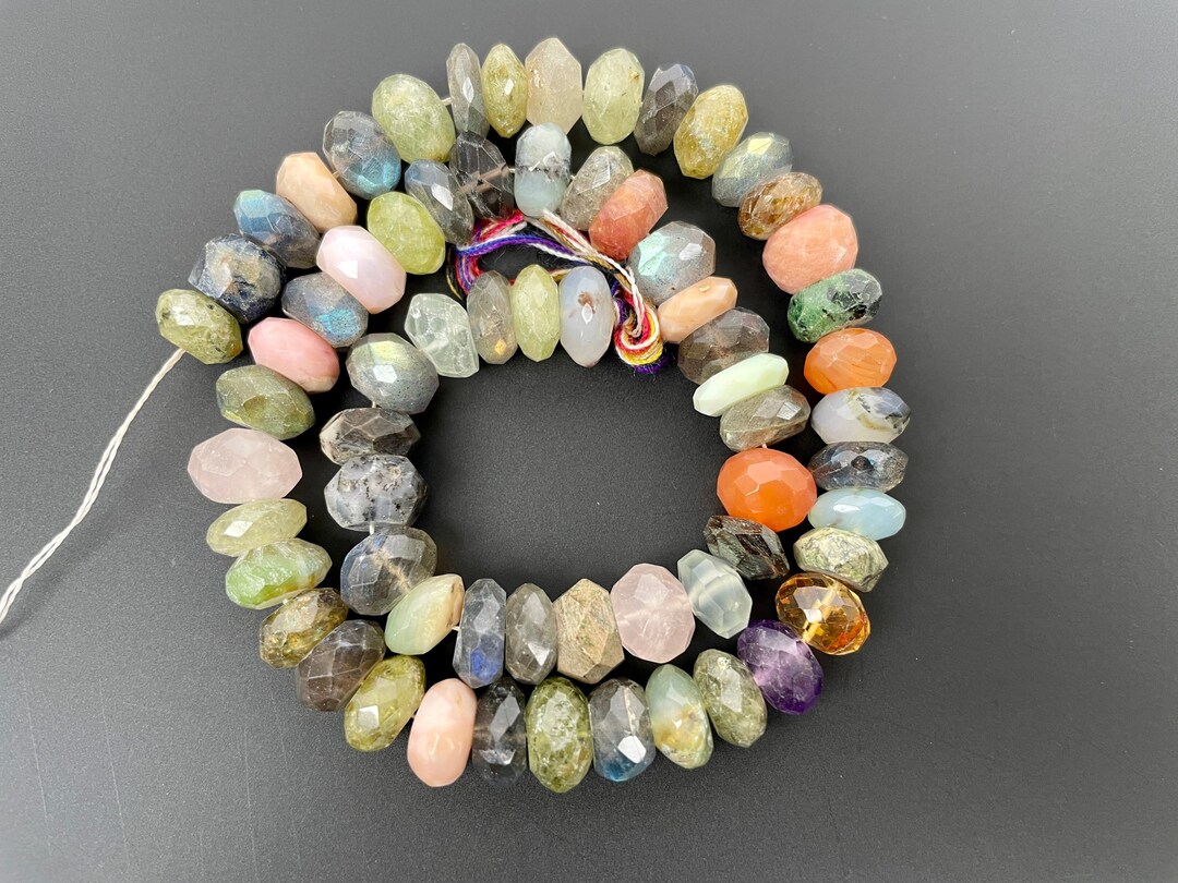 AAA+ Natural Multi Gemstone Faceted Rondelle Beads, Very High Grade Mix ...