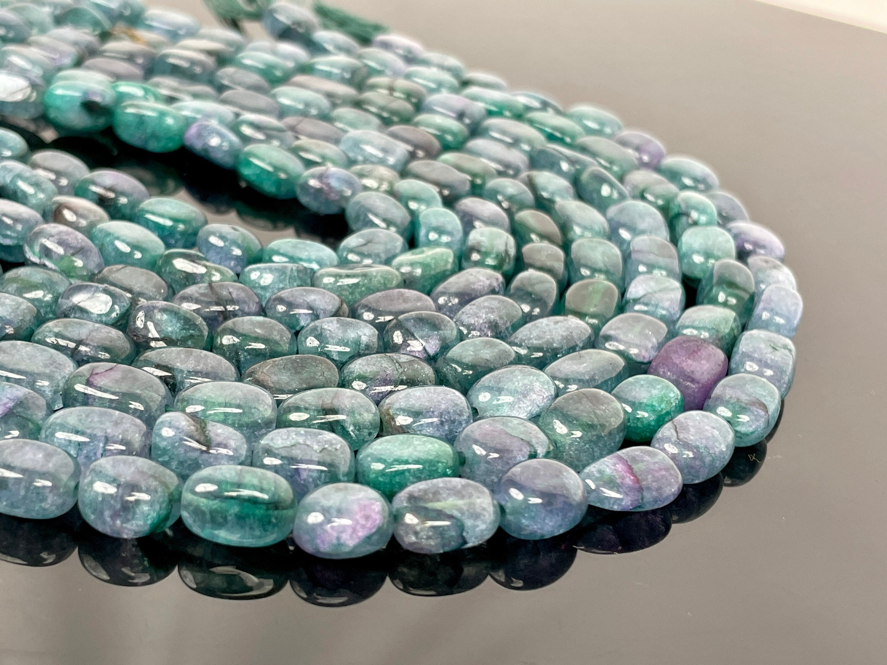 Natural Green and Pink Onyx Oval Beads, AAA Green Onyx Gemstone Beads Dyed Onyx Beads 12" Strand