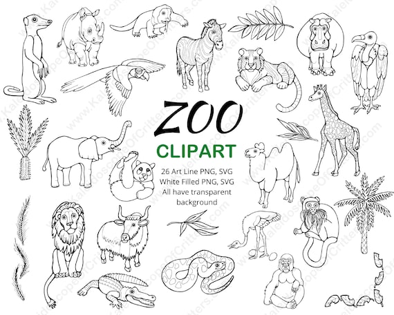 Zoo Clip Art Black and White | Etsy