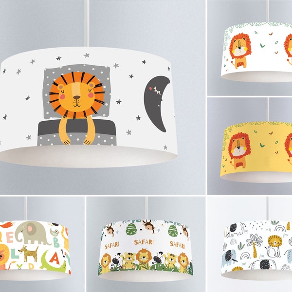 Luz colgante personalizada de nursery safari, accesorio de león, lámpara de animales, lámpara temática de la jungla, luz de techo, pantalla de lámpara de león, iluminación de habitación para bebés