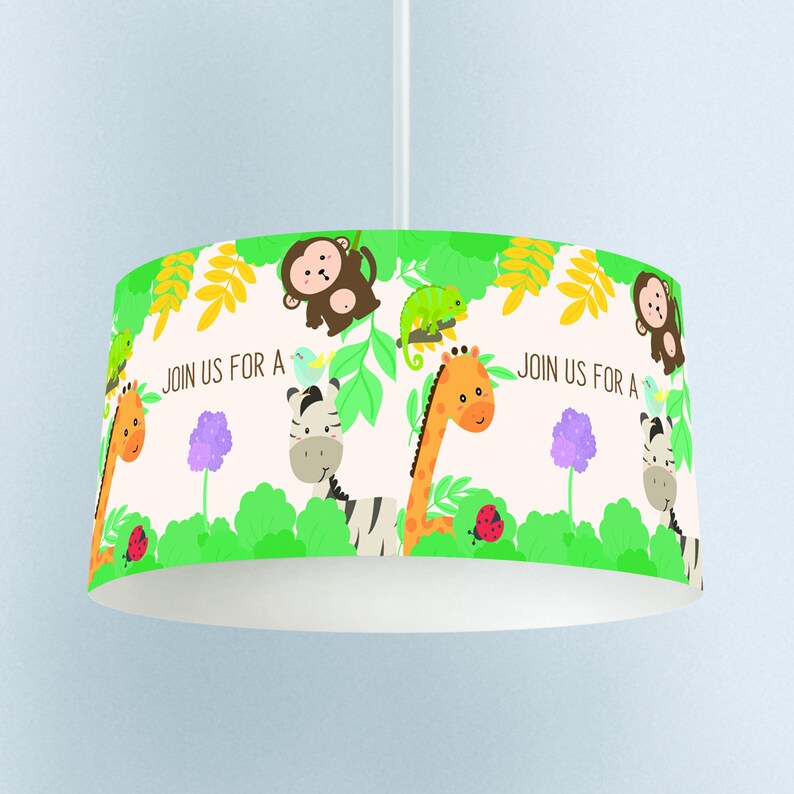 Custom Nursery Safari Pendant Light, Ceiling Light, Lion Lampshade
