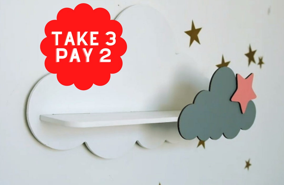 CUSTOMIZED CLOUD Wall Shelf, Nursery Wall Shelf Light, Cloud Shelf