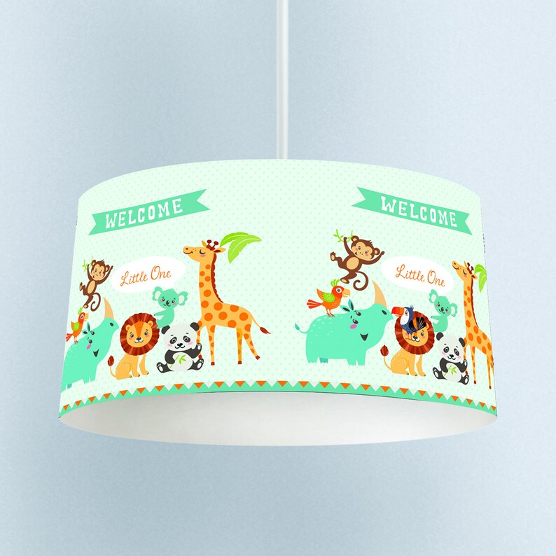 Custom Nursery Safari Pendant Light, Ceiling Light, Lion Lampshade
