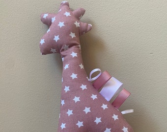 Giraffe knuffel katoen met zacht rammel geluidje