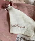Personalized pacifier cloth with embroidered name and hearts, name gift, baby gift product logo