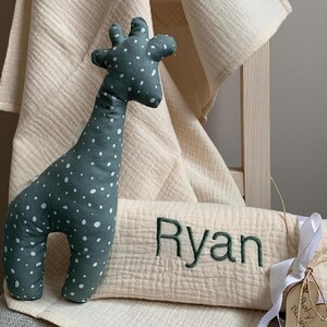 ¡Regalo de maternidad de 2 piezas con el nombre del bebé! Pañal para bebé personalizado/pañal para bebé/pañal para bebé y jirafa