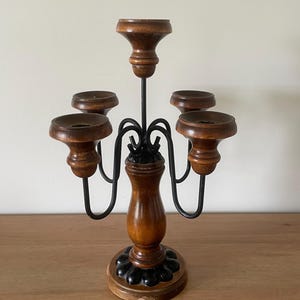 Vintage 5-Arm Wooden Candelabra/Candle Holder