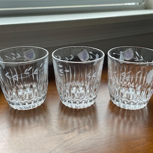 NEW Set of Three (3) Vintage Princess House Heritage 10 oz Old Fashioned Etched Glasses