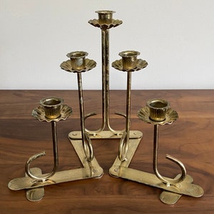 Vintage Adjustable Folding Brass Candelabra