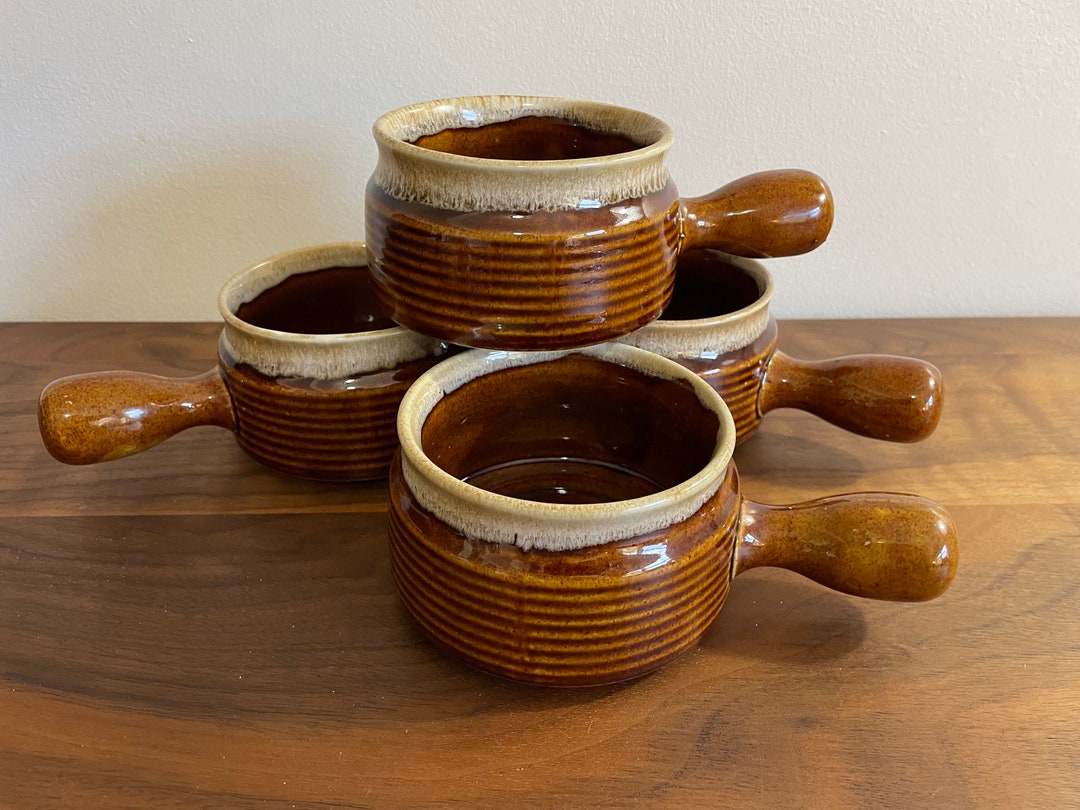 Set of 4 Western Stoneware Soup Crocks/mugs With Handle Etsy