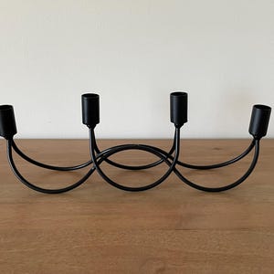 Vintage Black Metal 4-Arm Candlestick Holder