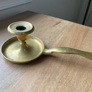 Vintage Brass Chamberstick Candlestick Holder with Handle