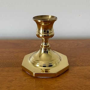 Vintage BALDWIN Brass Candlestick Holder with Octagon Shaped Base