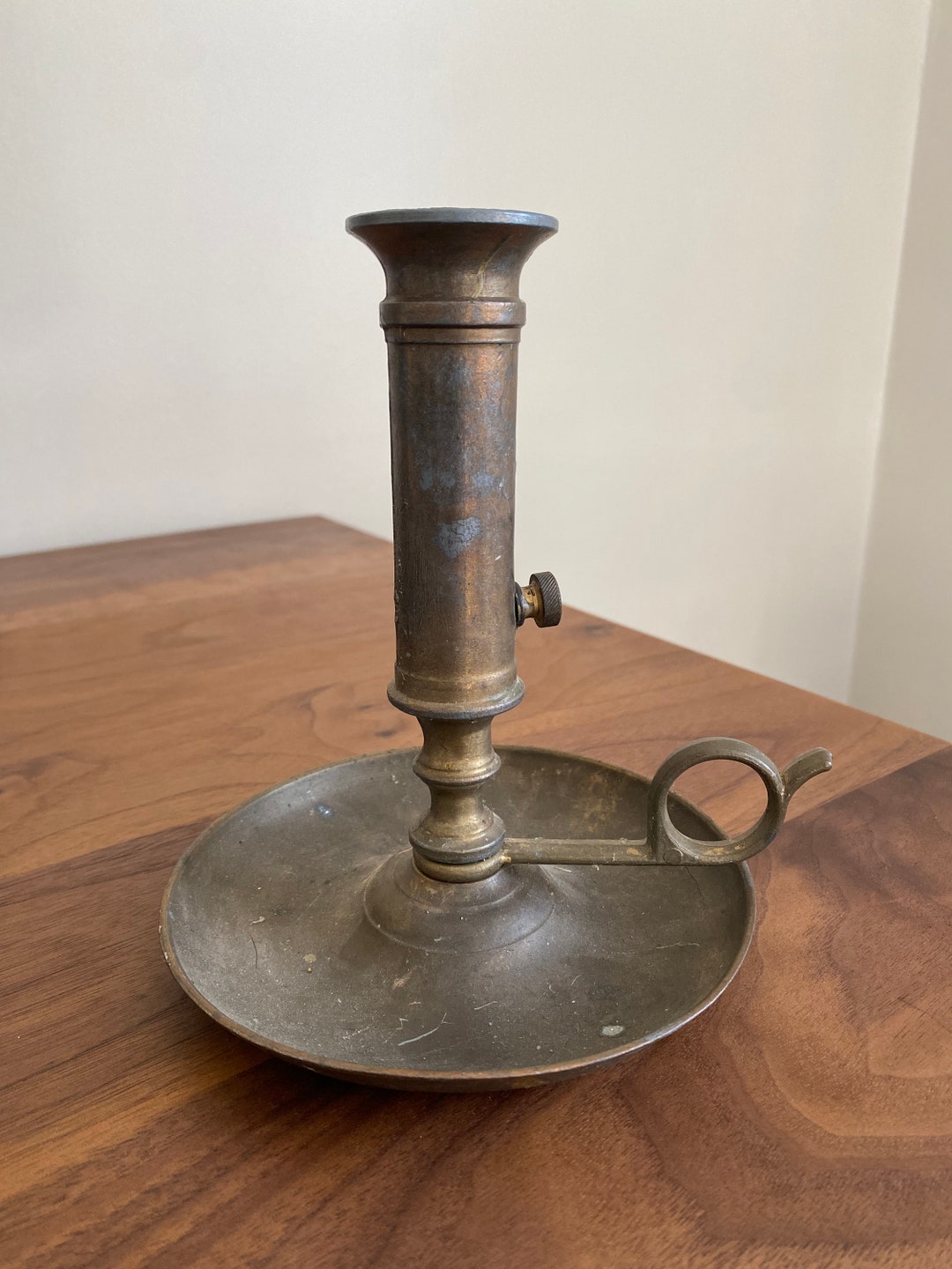 Antique Brass Chamber Stick Candle Holder Etsy