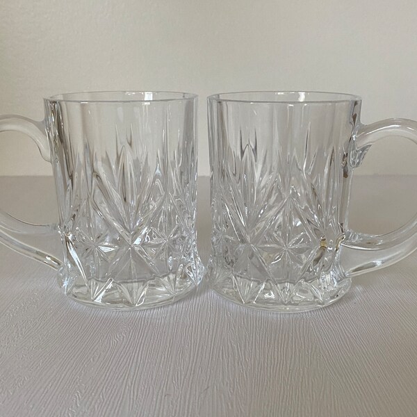 Set of 2 Vintage Cristal D'Arques-Durand Blown Glass Mugs | Made in France