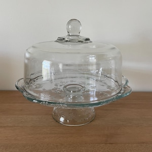 Vintage Hocking Savannah Clear Cake Plate with Glass Dome