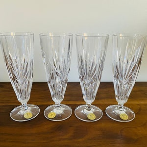 NEW Set of 4 Vintage Princess House Heritage Lead Crystal Pilsner Glasses