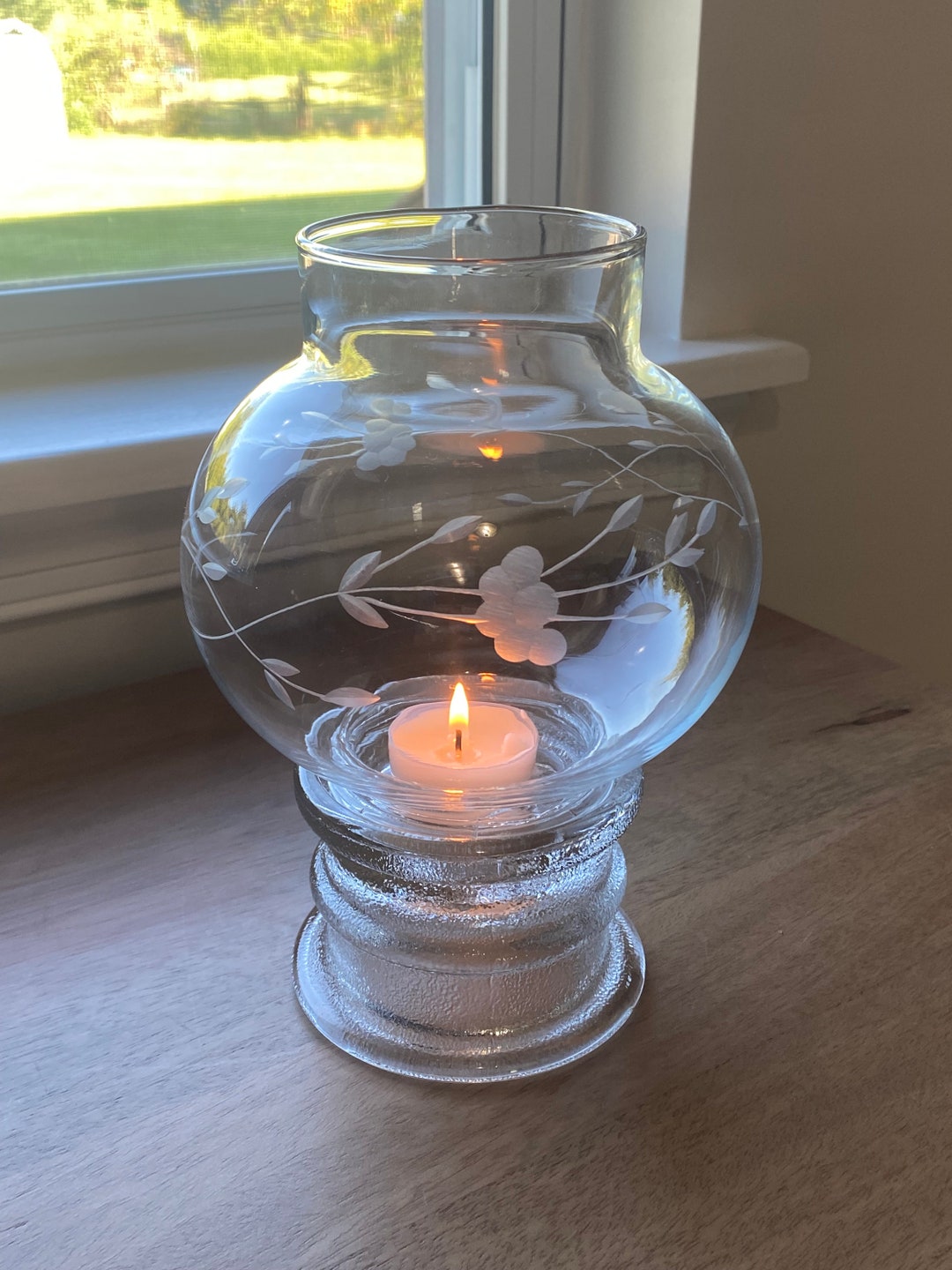 NEW Vintage Princess House Etched Glass Fairy Candle Lamp SOLD