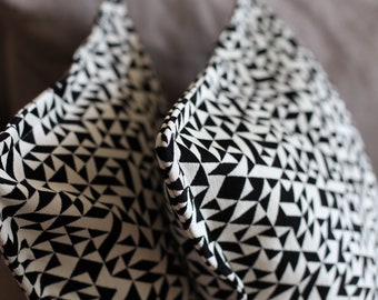 Black and White Geometric Pillow Cover, Velvet Rug Pillow, Designer Pillow, Boho Style Pillows