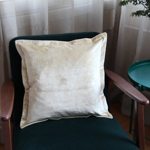 Champagne Velvet Pillowcase, 18x18 Yellow Pillow Cover, Gold Throw Pillow, Lux Textured Pillow for Home Decor
