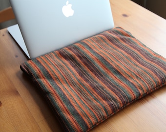 Green and orange laptop case, padded 13 inch, 14 inch, 15 inch protective laptop sleeve, %100 handmade laptop cover