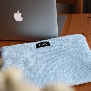 Sky blue plush laptop case, fleece 13 inch, 14 inch, 15 inch laptop sleeve, %100 handmade soft laptop cover