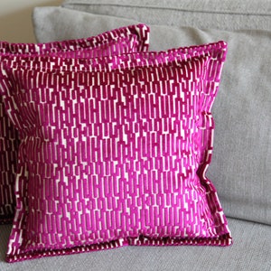 Hot Pink Velvet Pillowcase, 18x18 Geometric Pillow Cover, Magenta Throw Pillow, Lux Textured Pillow for Home Decor