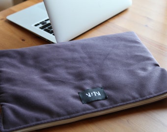 Padded purple velvet laptop case, 13 inch, 14 inch, 15 inch laptop sleeve, %100 handmade, protective laptop cover