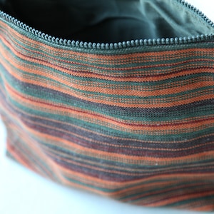 Green and orange toiletry bag, makeup organiser, washable polyester vanity case, travel makeup bag