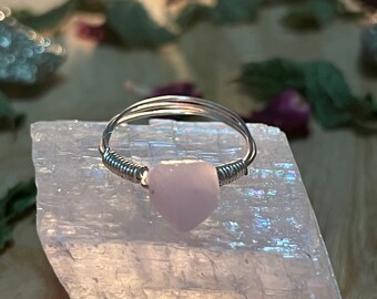 Wire Wrapped Crystal Ring -- Silver