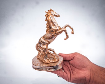 ヴィンテージアラビア馬ブロンズ彫刻：大理石ベースホーム