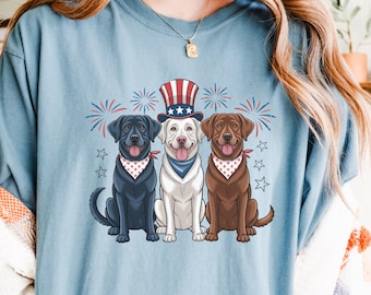 Labrador Retriever 4th of July Shirt, Patriotic Dog Mom Tee, American Flag Dog Shirt, Lab Lover Gift