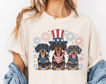 Chemise teckel 4 juillet, tee-shirt patriotique pour maman chien, chemise pour chien drapeau américain, cadeau pour amoureux de teckel