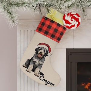 Gepersonaliseerde Sheepadoodle-sok – Uniek kerstcadeau voor hondenmoeders en Sheepadoodle-liefhebbers