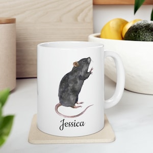 Rat Ceramic Mug Rat Lover Gift Rat Mom Rat Christmas Gift Rodent Lovers Mug Personalized with your rat&#39;s name or with your name