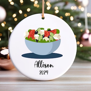 Personalized Greek Salad Ornament – Perfect Gift for Greek Food Lovers & Greece Decor