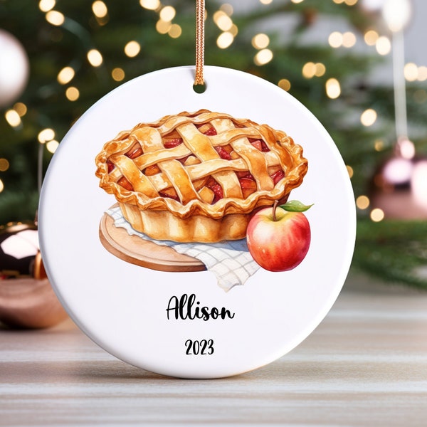 Personalized Apple Pie Ceramic Ornament Christmas Gift Bakery Ornament Pastry Bakery Ornament Gift