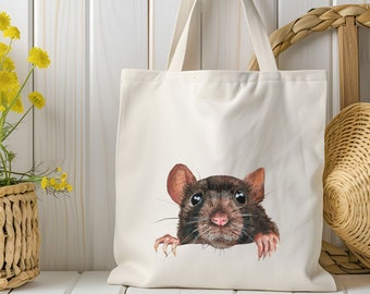 Rat Bag Canvas Cotton Tote Bag Rat Mom Gift Pet Rat Owner Gift Rat Lover Bag