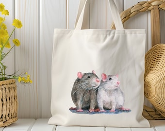 Rat Bag Rat Mom Gift Pet Rat Canvas Tote Rat Owner Gift Reusable Grocery Shopping Bag