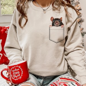 Rat Sweatshirt Rat Mom Gift Rat Lover Shirt Cute Rat Pocket  Sweatshirt