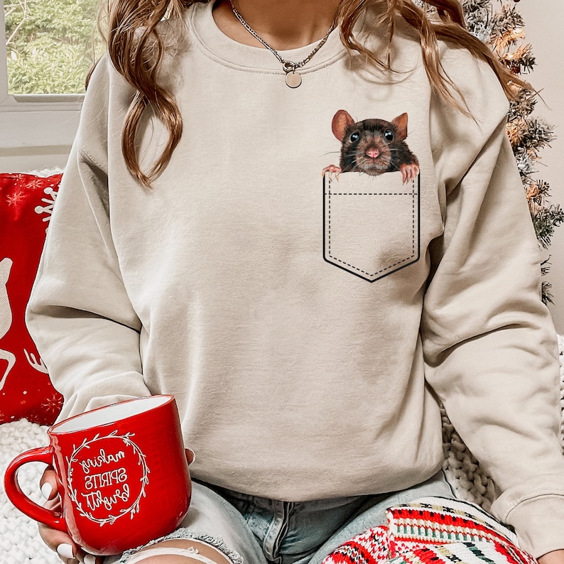 Rat Sweatshirt Rat Mom Gift Rat Lover Shirt Cute Rat Pocket  Sweatshirt
