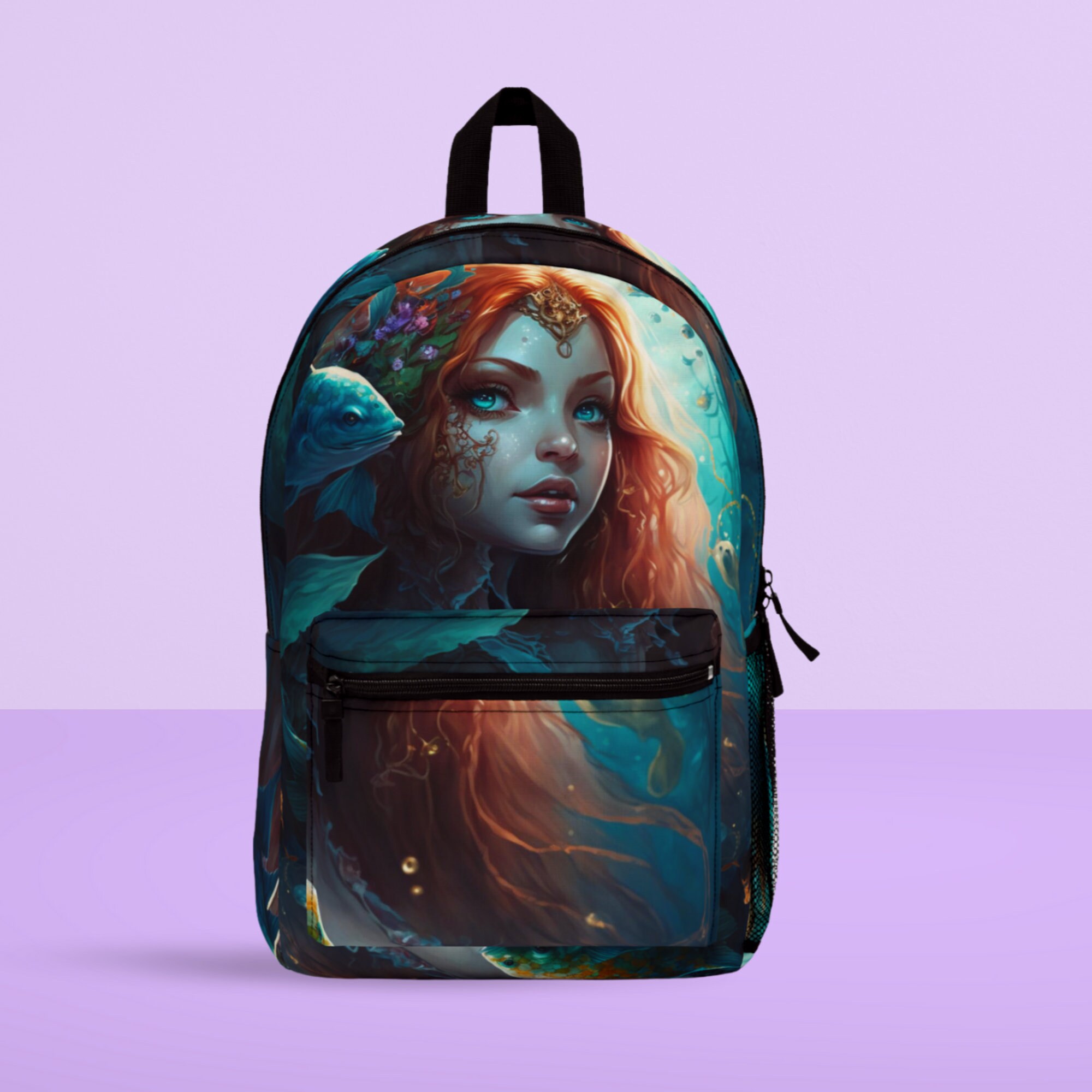 Mermaid Backpack Watercolor Fairy Tale Backpack Gift for Her Etsy