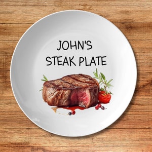 Personalized Beef Steak Plate  Bbq Lovers Gift Custom Name Plate Father&#39;s Day Gift Customizable 10 &quot; Polymer Dinnerware