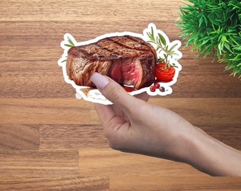 Pegatina de filete de ternera - Regalo para amantes de la carne / Pegatina de comida para barbacoa / Regalo para carnívoros