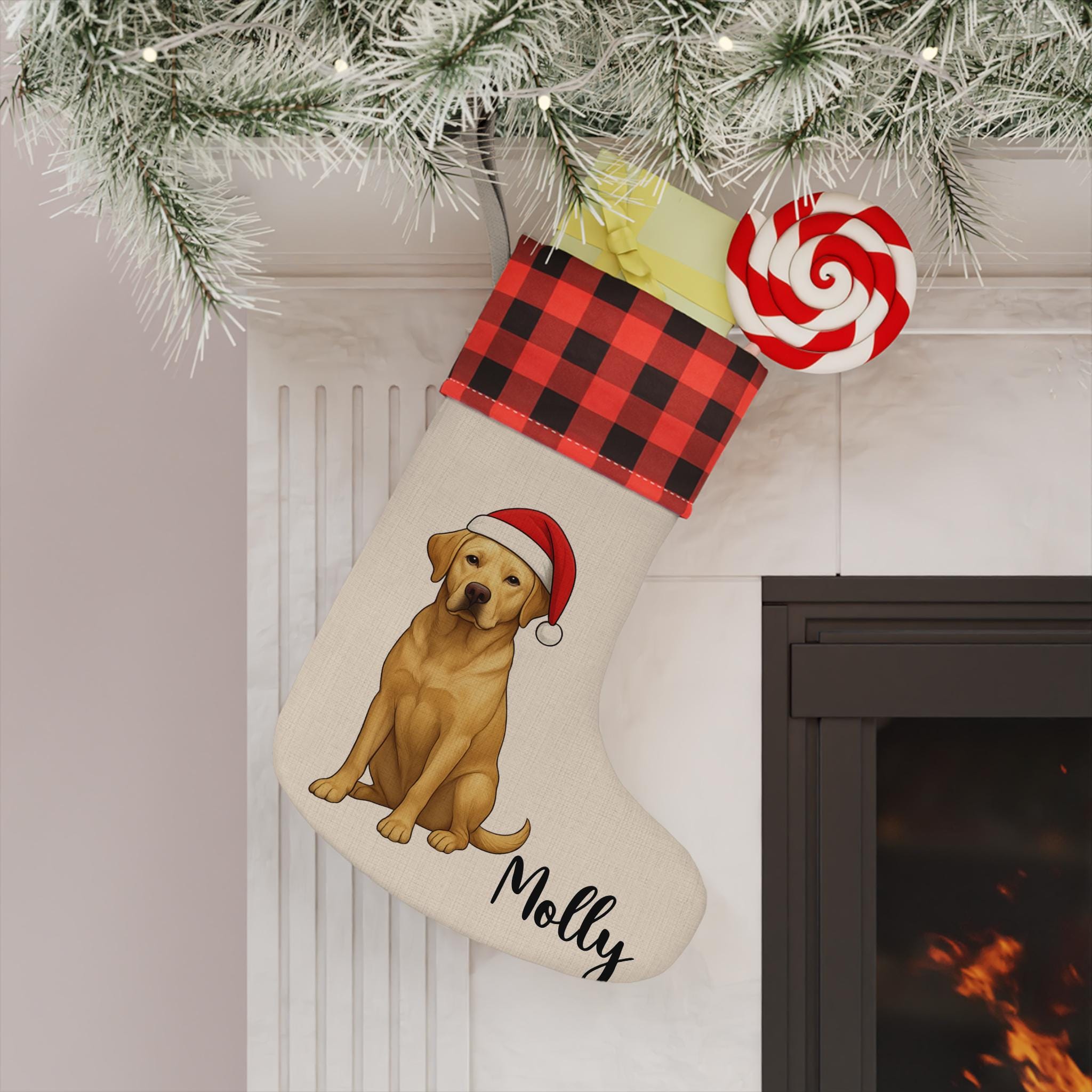 Yellow Lab Stocking Personalized Yellow Labrador Christmas Stocking – Custom Lab Mom Gift ...