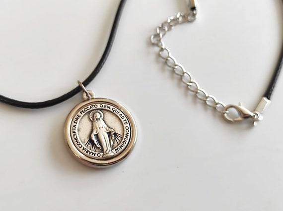 Our Lady of Miraculous Medal Pendant Necklace Men Women Sterling Silver 24  | eBay