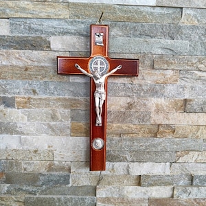 Crocefisso Da Parete Fratelli Bonella In Legno - Vintage Con Immagine Giubileo, Made In Italy - Foto 9