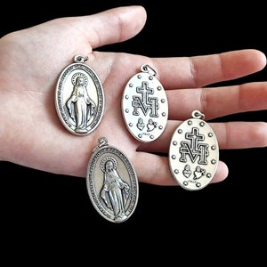 Miraculous Medals xl Lot Bulk 2/5/10/20 Pcs Silver Tone Our Lady Miraculous Medals Pendants Big